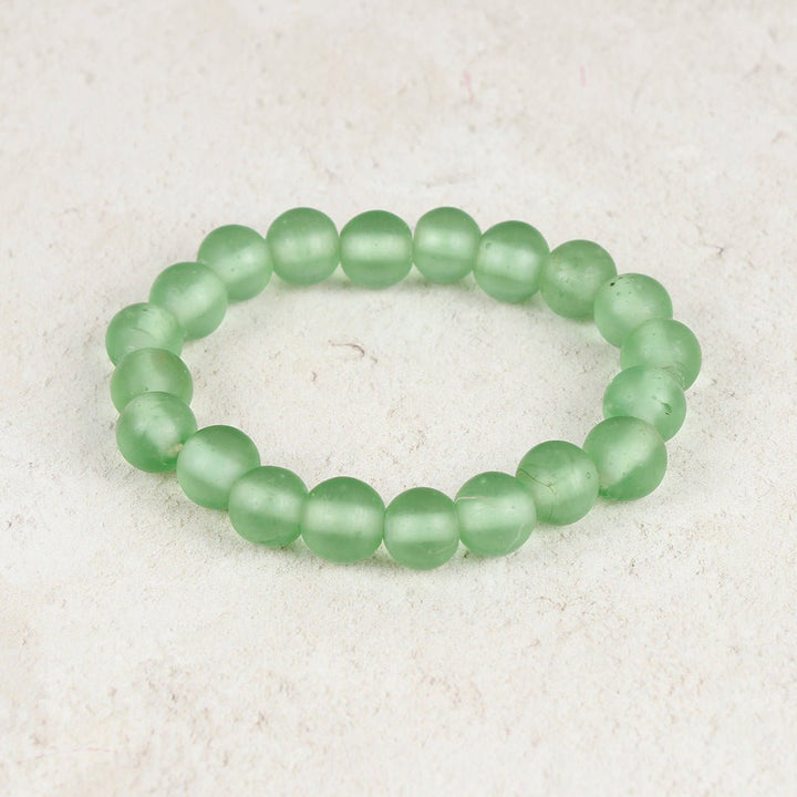 Nailo Translucent Recycled Glass Bead Bracelet - Sea Glass Green - Green Tulip