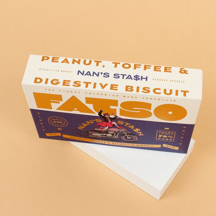 Nan's Stash 70% Dark Chocolate Bar - Peanut, Toffee & Digestive Biscuit - Green Tulip