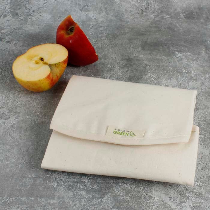 Natural Organic Cotton Sandwich/Food Wrap - Green Tulip