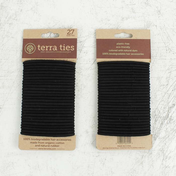 Natural Rubber Hair Ties - Black - Pack of 27 - Green Tulip