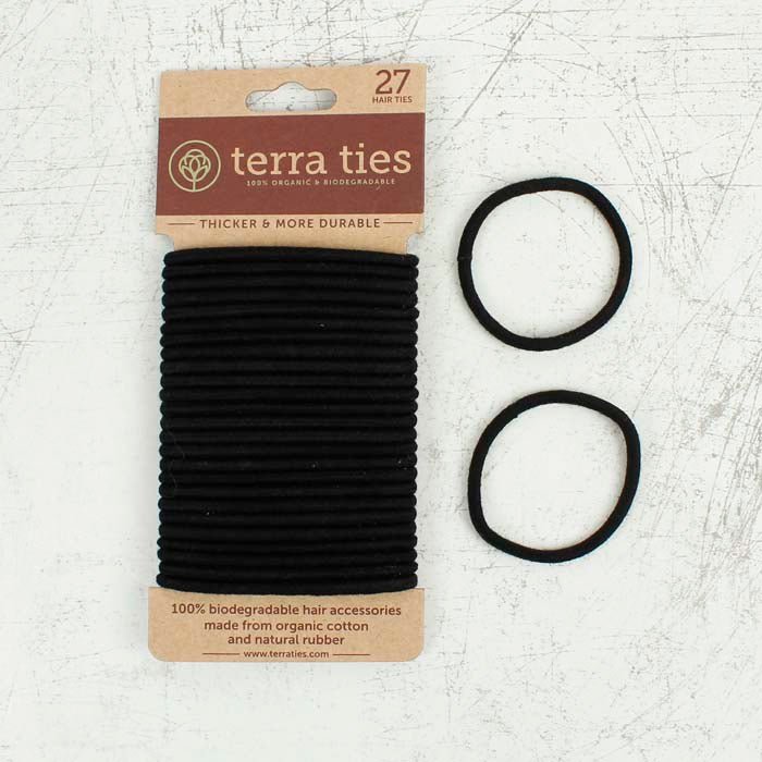 Natural Rubber Hair Ties - Black - Pack of 27 - Green Tulip