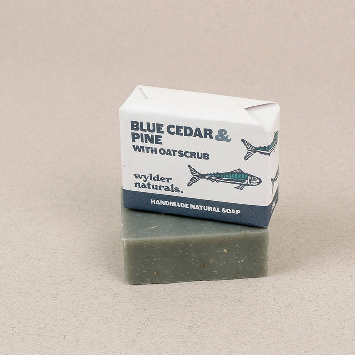 Natural Soap Bar - Blue Cedar & Pine with Oat Scrub - Green Tulip