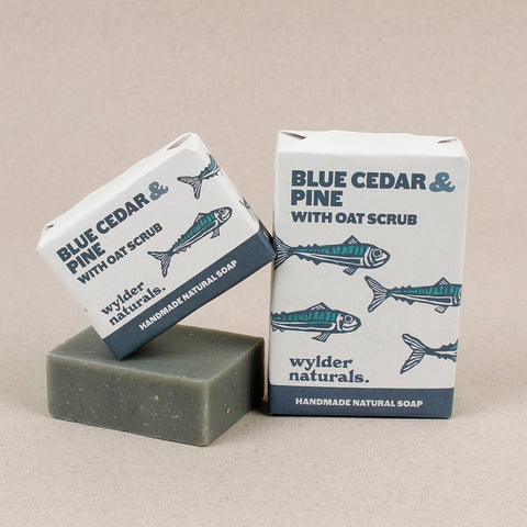 Natural Soap Bar - Blue Cedar & Pine with Oat Scrub