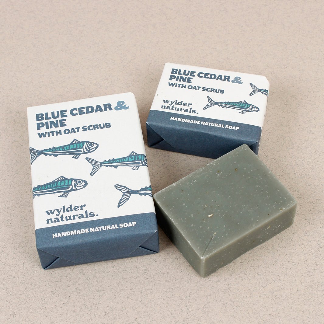 Natural Soap Bar - Blue Cedar & Pine with Oat Scrub - Green Tulip