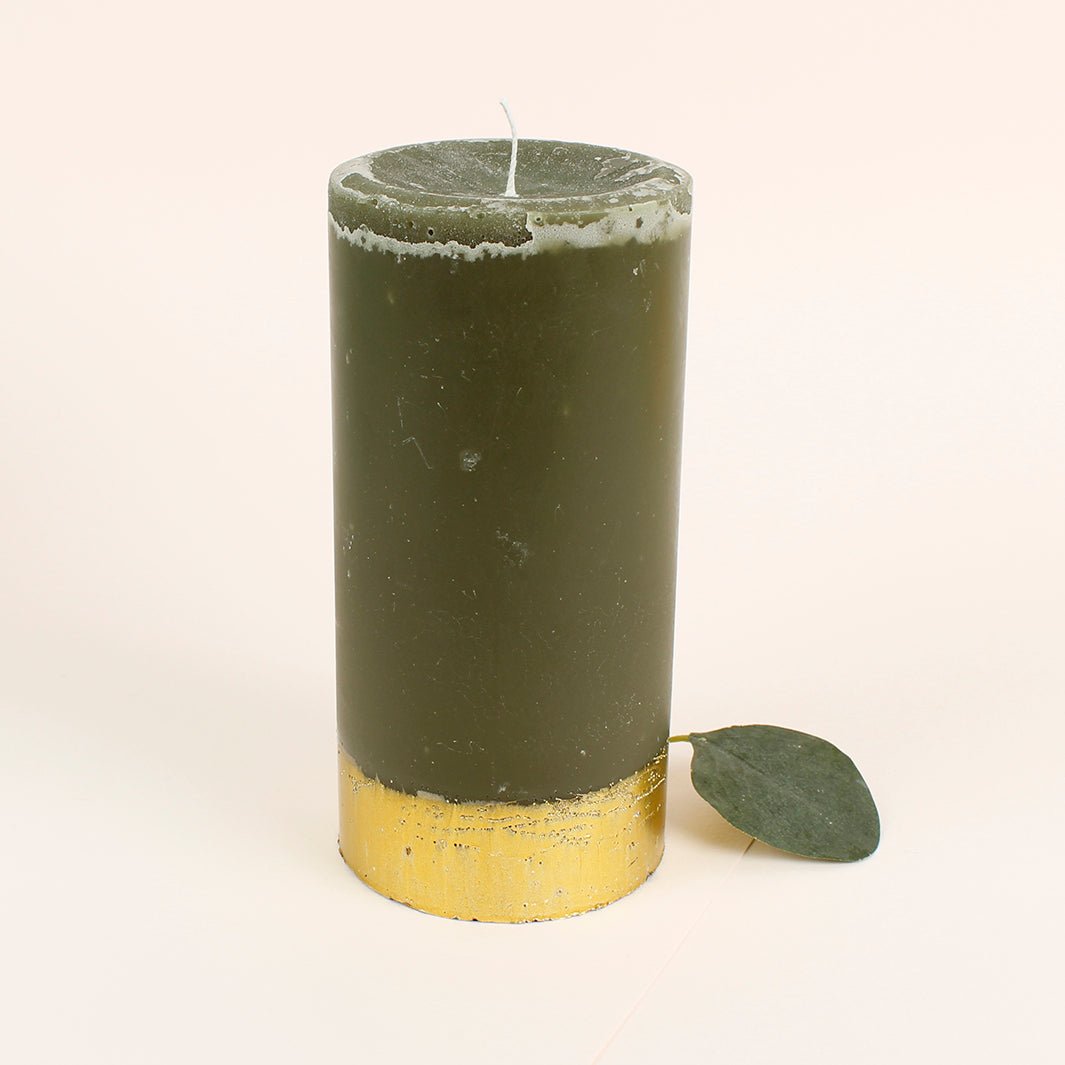 Nordic Spruce & Holly Pillar Candle - Green Tulip