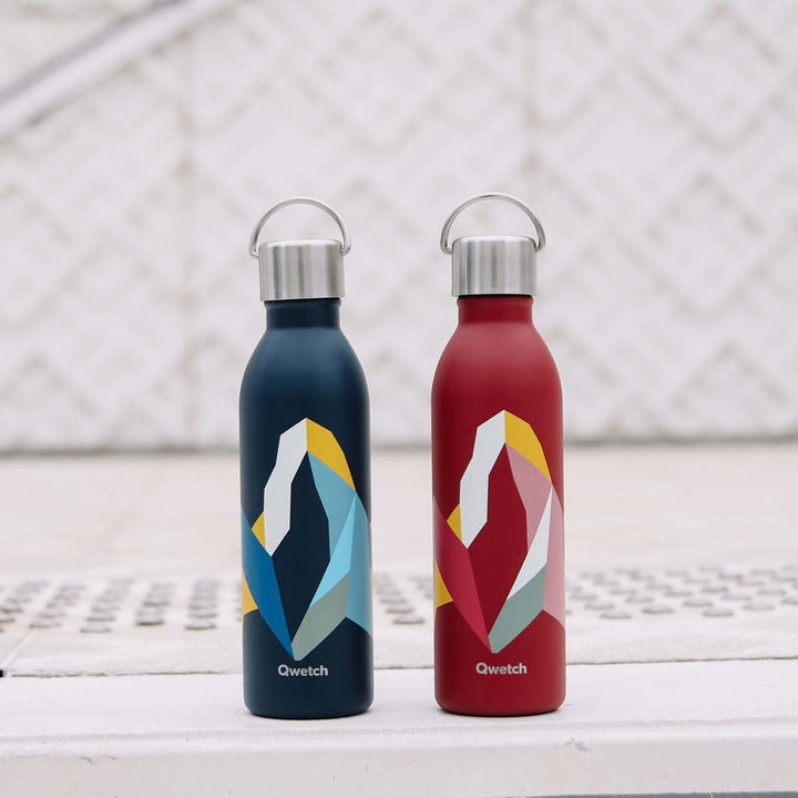 *NQP* 600ml 'Active' Insulated Stainless Steel Bottle - Altitude - Garnet - Green Tulip