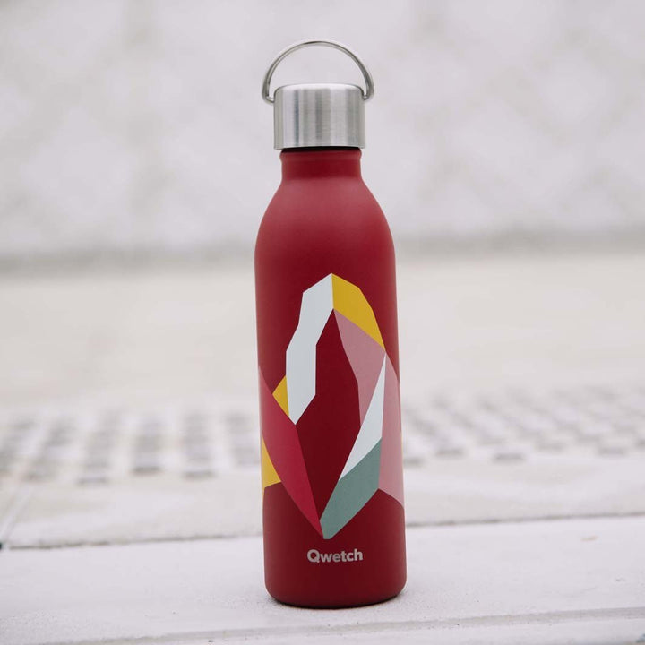 *NQP* 600ml 'Active' Insulated Stainless Steel Bottle - Altitude - Garnet - Green Tulip