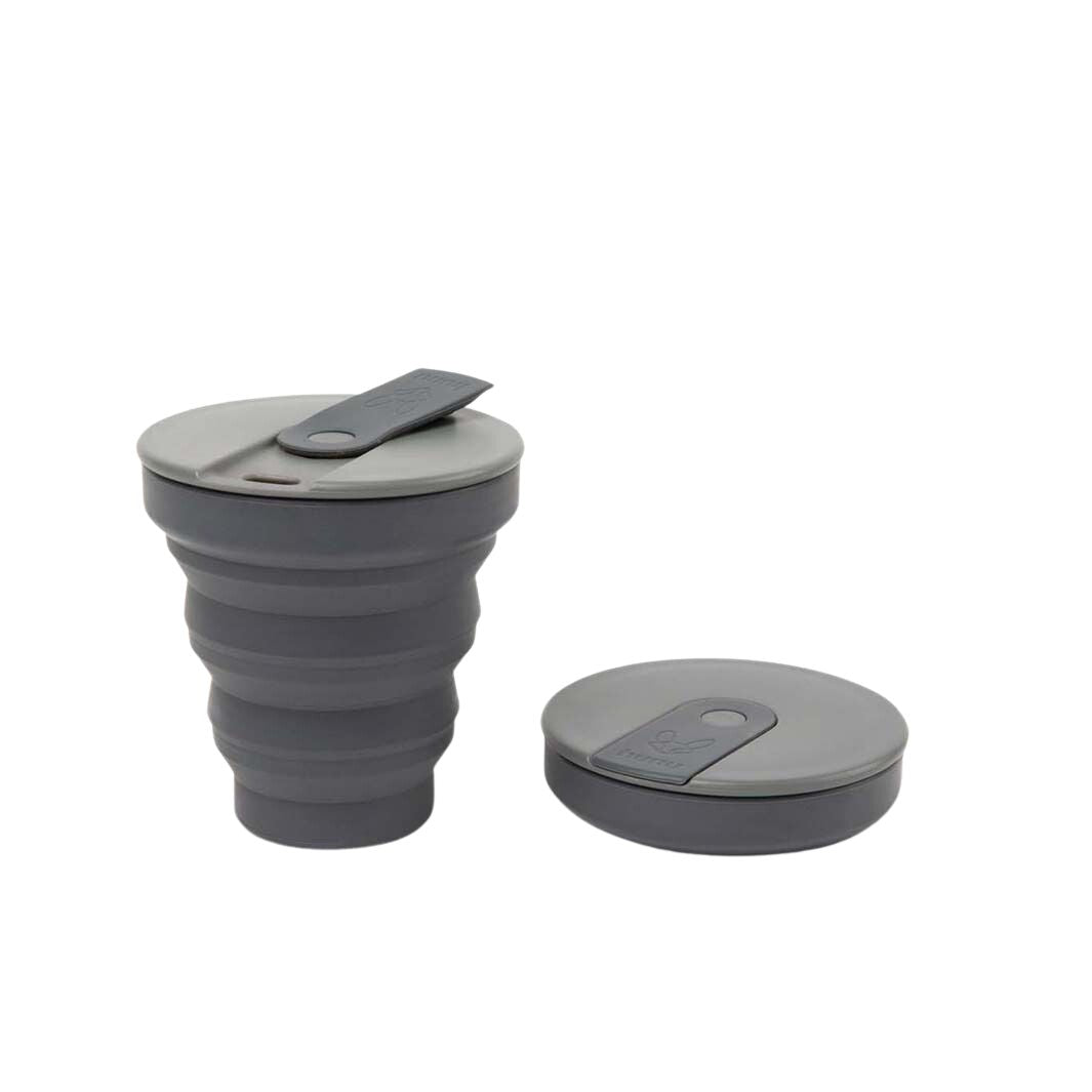 *NQP* Collapsible Silicone Cup - 12oz - Charcoal - Green Tulip