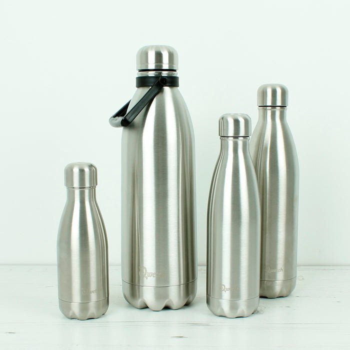 *NQP* Insulated Stainless Steel Bottle - Brushed Steel - 1.5L - Green Tulip