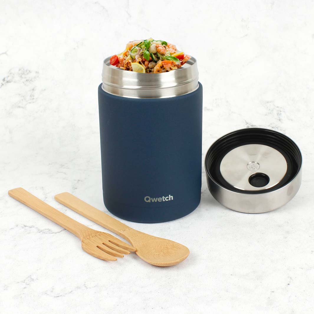 *NQP* Insulated Stainless Steel Food Jar - Granite Blue - 600ml - Green Tulip