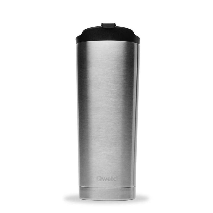 *NQP* Insulated Travel Cup 470ml - Brushed Steel - Green Tulip