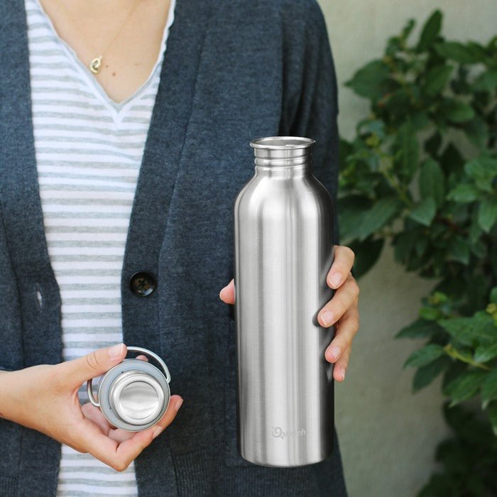 *NQP* Plastic Free Non Insulated Stainless Steel Bottle - 1 Ltr - Green Tulip