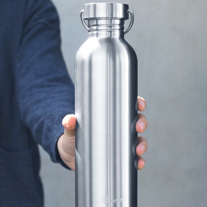 *NQP* Plastic Free Non Insulated Stainless Steel Bottle - 1 Ltr - Green Tulip