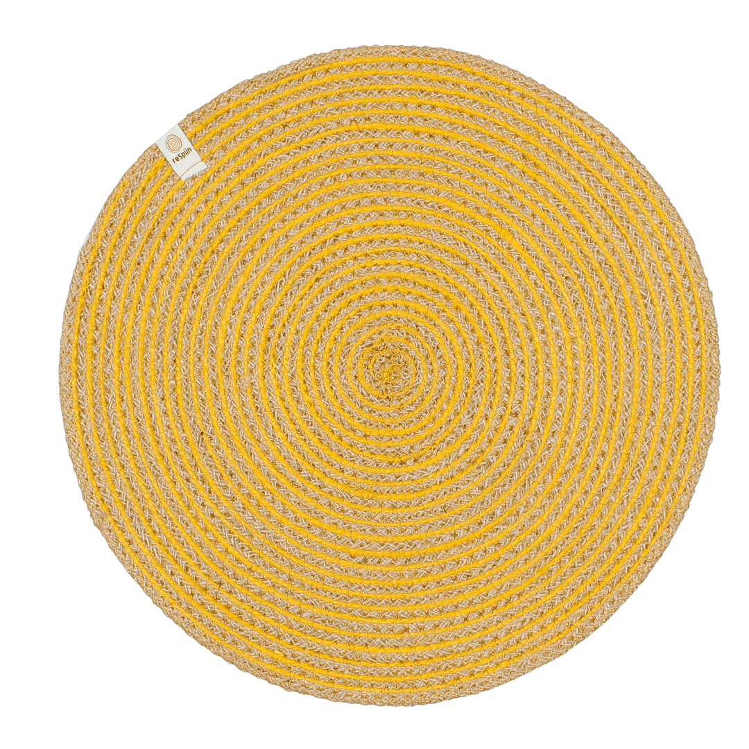 *NQP* Spiral Jute Tablemat - NATURAL/YELLOW - Green Tulip