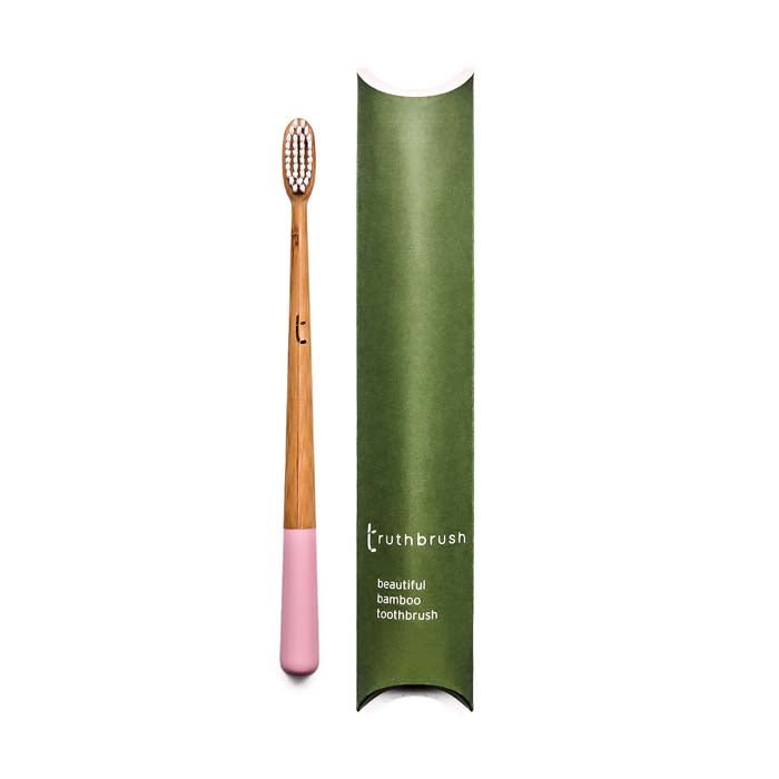 *NQP* Truthbrush - Pink with Medium Plant Based Bristles - Green Tulip