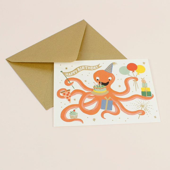 Octopus Birthday Card - Green Tulip