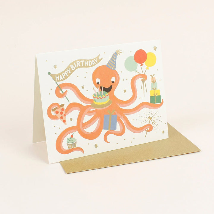 Octopus Birthday Card - Green Tulip