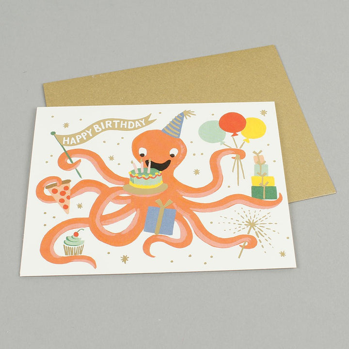 Octopus Birthday Card - Green Tulip