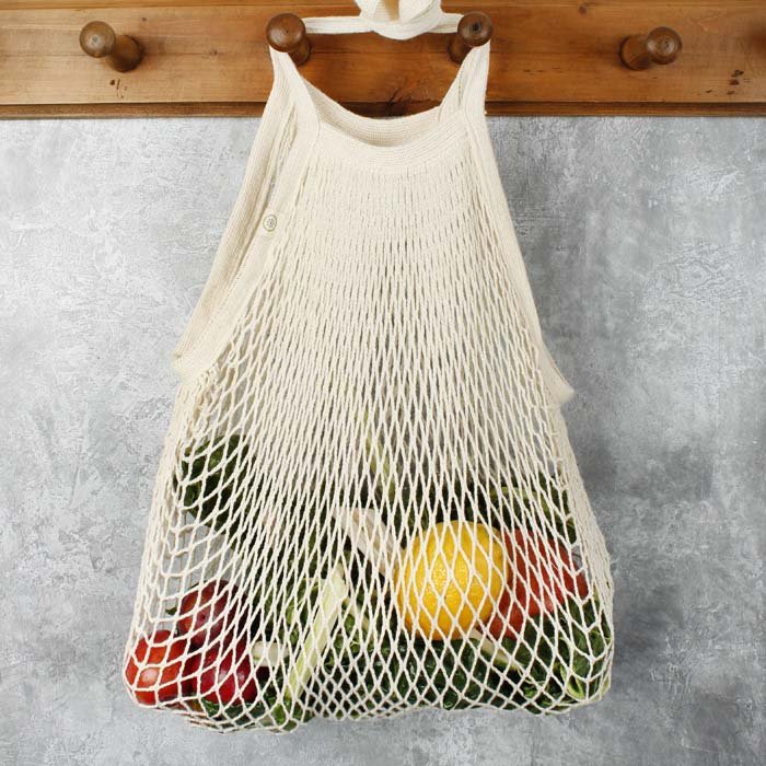 Organic Cotton Long Handled Shopping Bag - Green Tulip