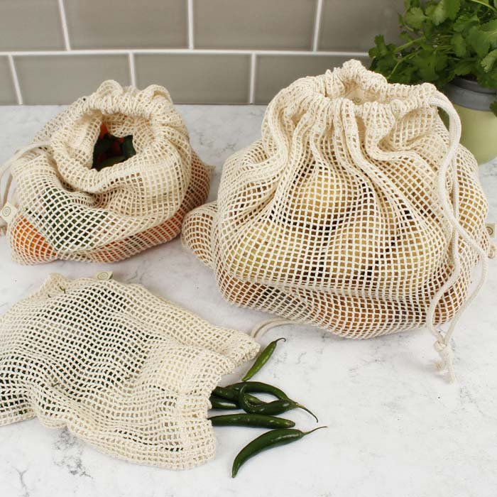 Organic Cotton Mesh Produce Bag Variety Pack - Set of 3 - Green Tulip