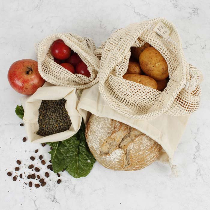 Organic Cotton Mesh Produce Bag - X - Large (43 x 50cm) - Green Tulip