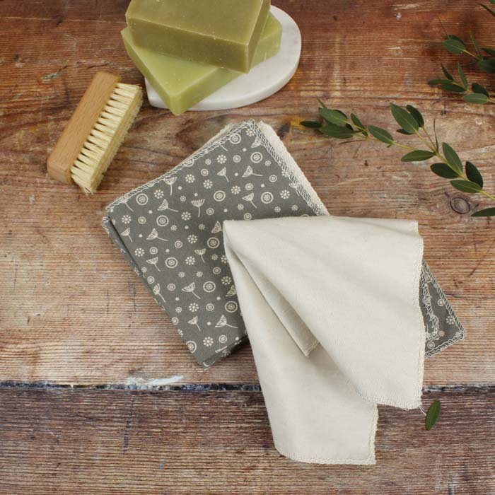 Organic Cotton Reusable Wipes - Meadow - Pack of 5 - Green Tulip