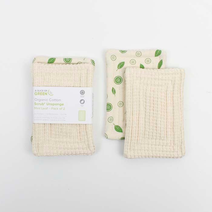 Organic Cotton 'Scrub' Unsponge - Mint Leaf - Pack of 2 - Green Tulip