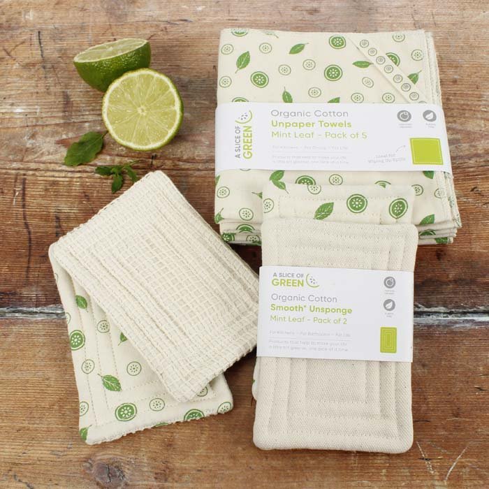 Organic Cotton Unpaper Towels - Mint Leaf - Pack of 5 - Green Tulip