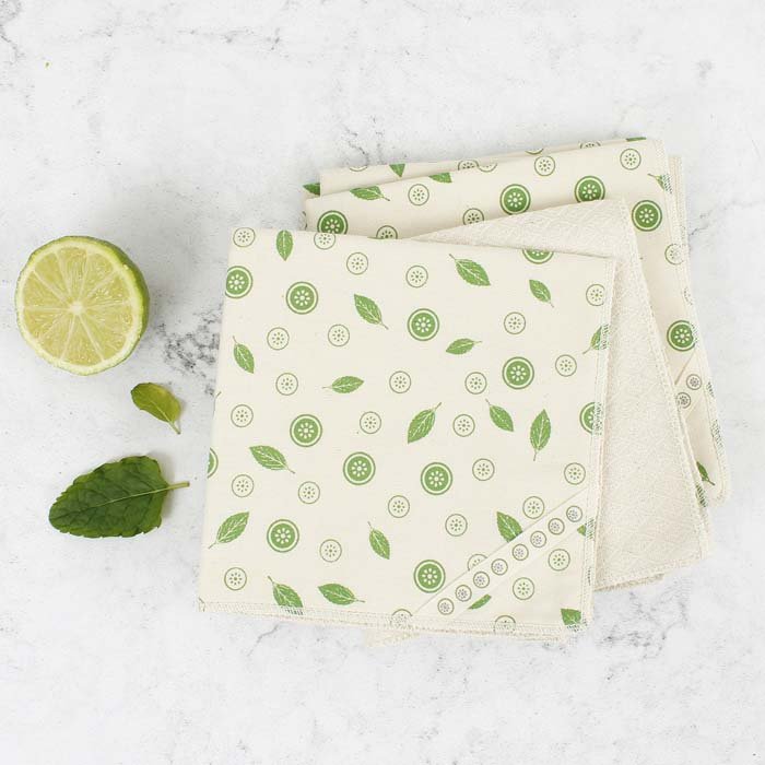 Organic Cotton Unpaper Towels - Mint Leaf - Pack of 5 - Green Tulip