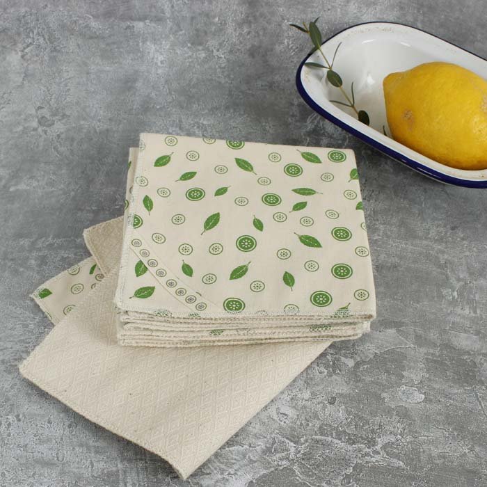 Organic Cotton Unpaper Towels - Mint Leaf - Pack of 5 - Green Tulip