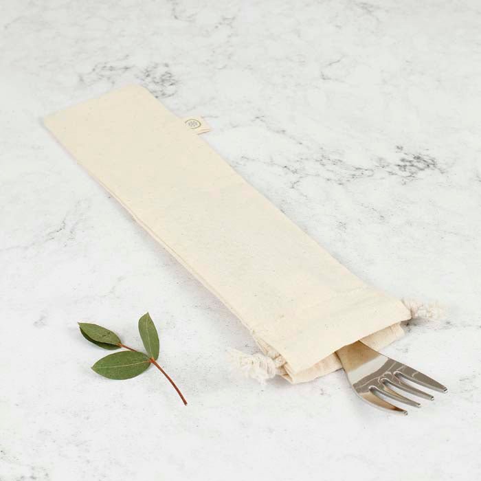 Organic Cotton Utensil Bag (6.5 x 26cm) - Green Tulip