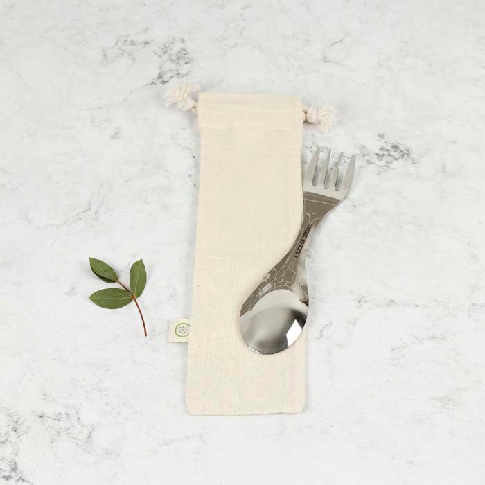 Organic Cotton Utensil Bag (6.5 x 26cm) - Green Tulip