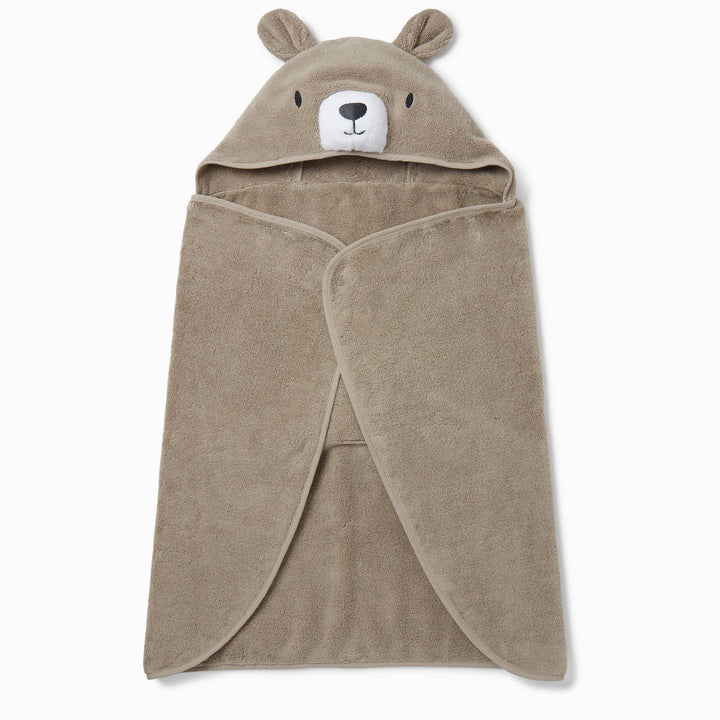 Organic Hooded Kids Towel - Bear - Green Tulip