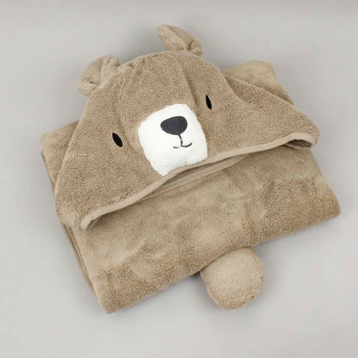 Organic Hooded Kids Towel - Bear - Green Tulip