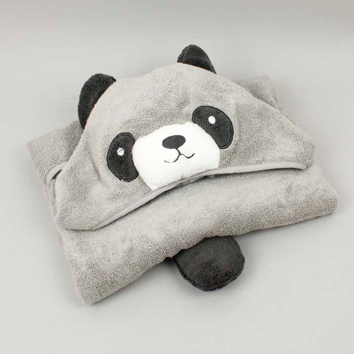 Organic Hooded Kids Towel - Panda - Green Tulip