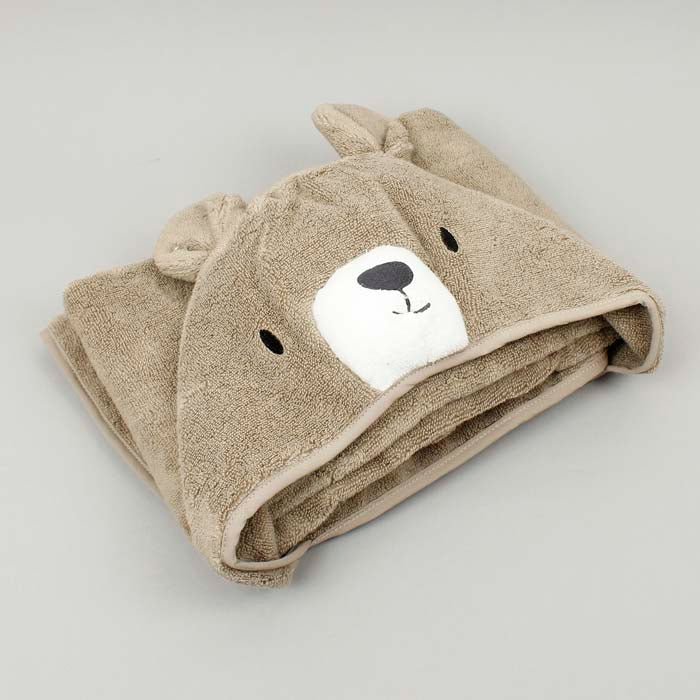 Organic Hooded Towel - Bear - Green Tulip