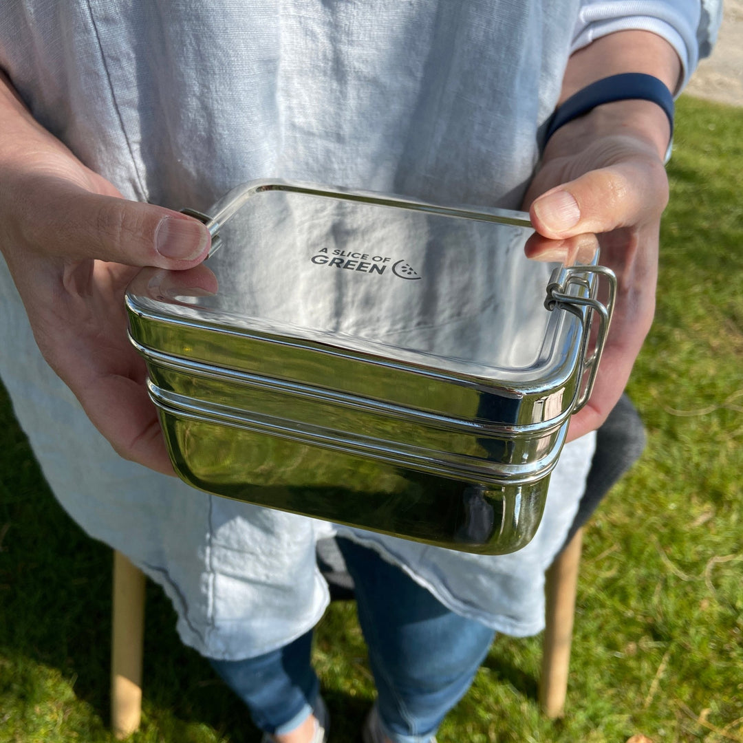 Panna - Two Tier Lunch Box with Mini Container - Green Tulip