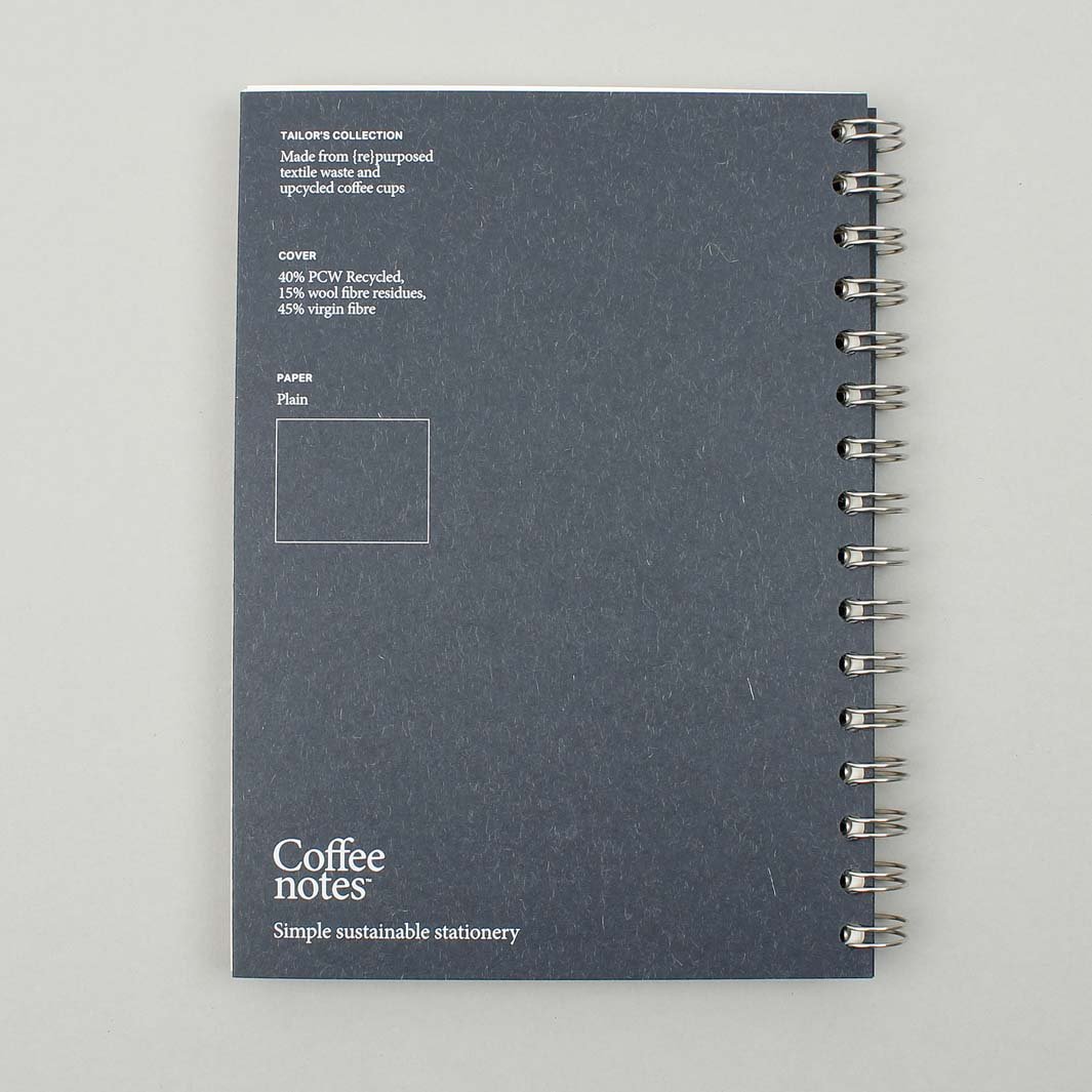 Plain Wirobound Notebook - Medio (A5) - Navy Wool - Green Tulip