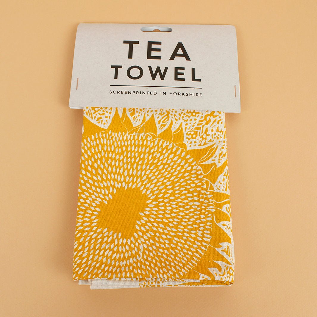 Printed Cotton Tea Towel - Green Tulip