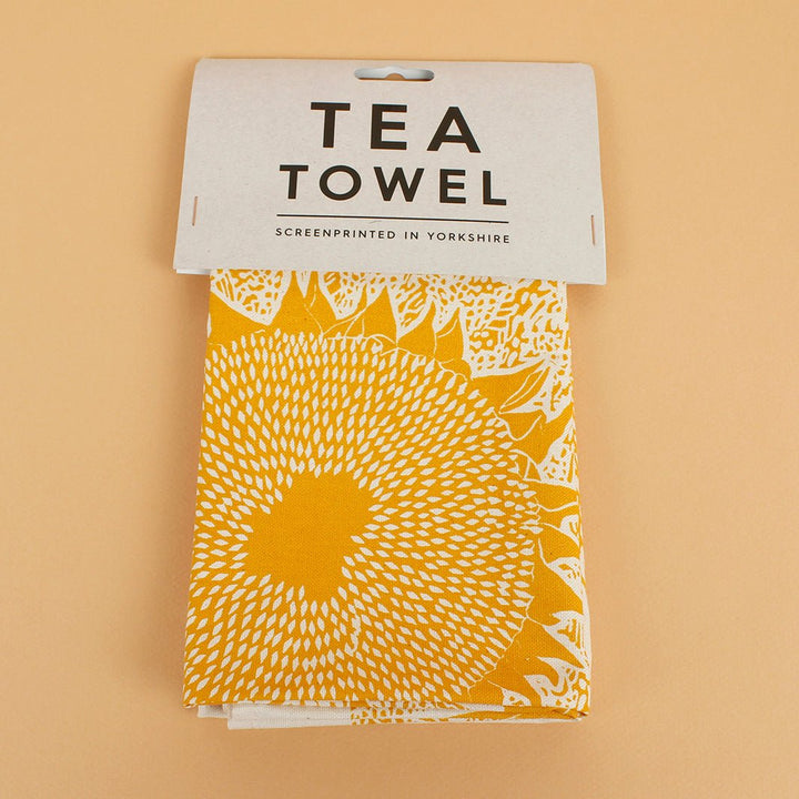 Printed Cotton Tea Towel - Green Tulip