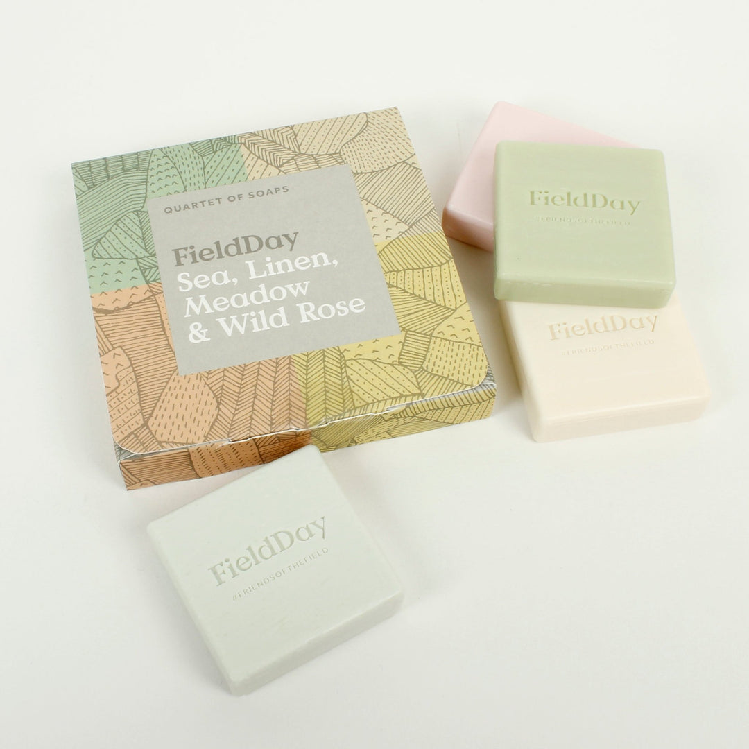 Quartet Of Soaps - Sea, Linen, Meadow & Wild Rose - Green Tulip