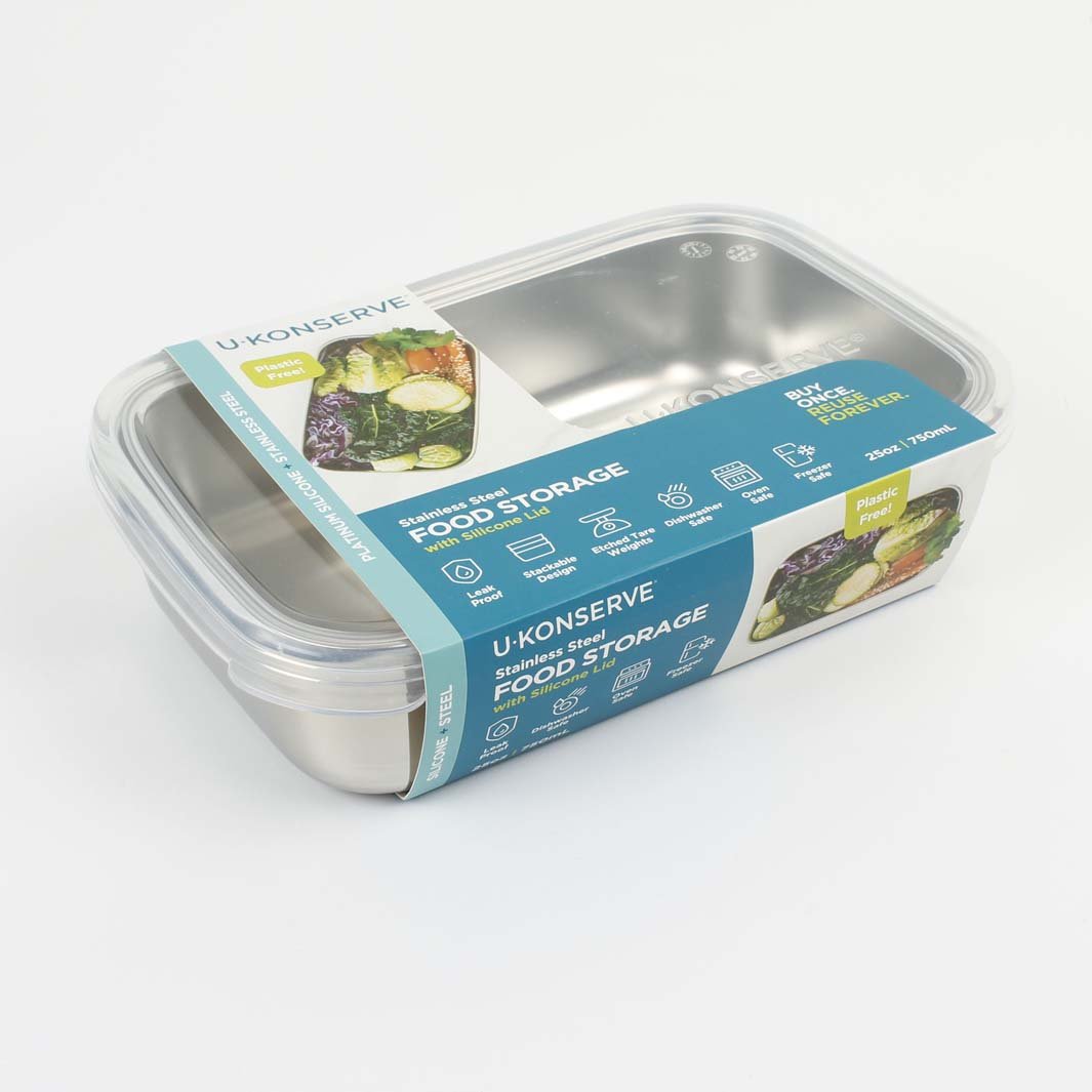 Rectangle Container with Silicone Lid - Clear - Green Tulip