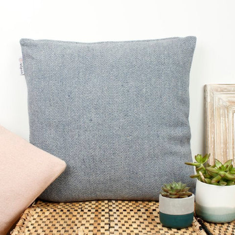 Recycled Wool Zig Zag Cushion Cover - Denim Blue