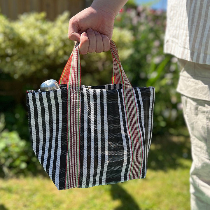 Recycled Woven Lunch Bag - Green Tulip