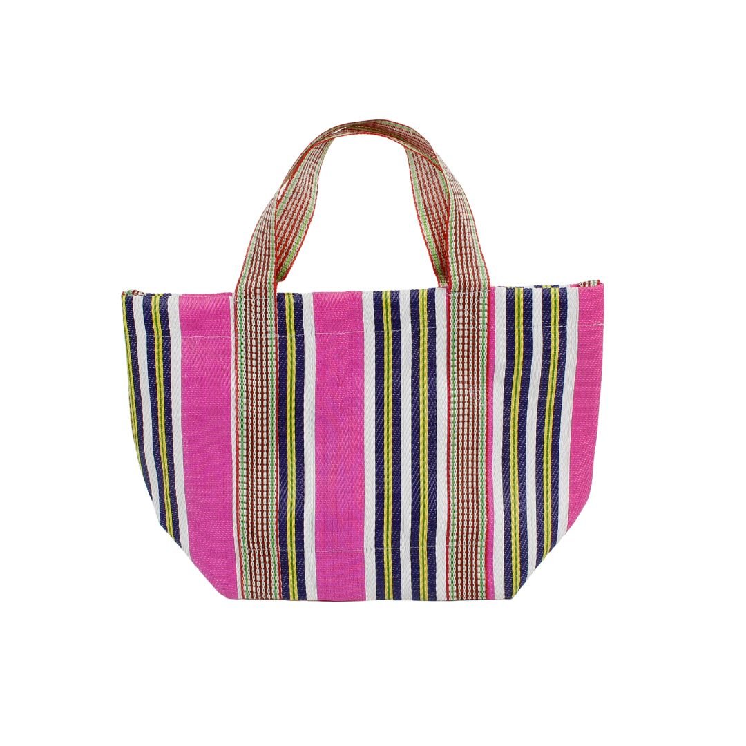 Recycled Woven Lunch Bag - Green Tulip