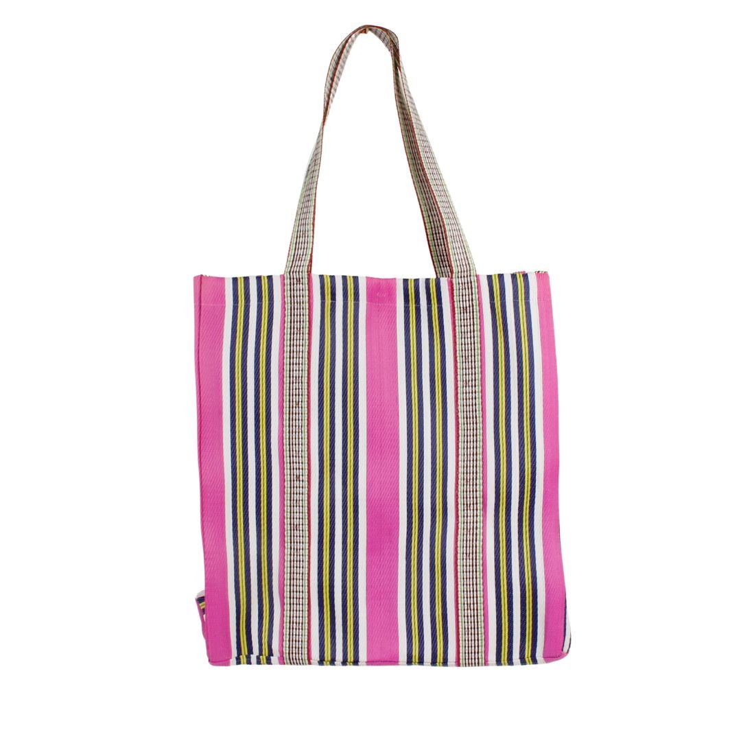 Recycled Woven Tote Bag - Green Tulip