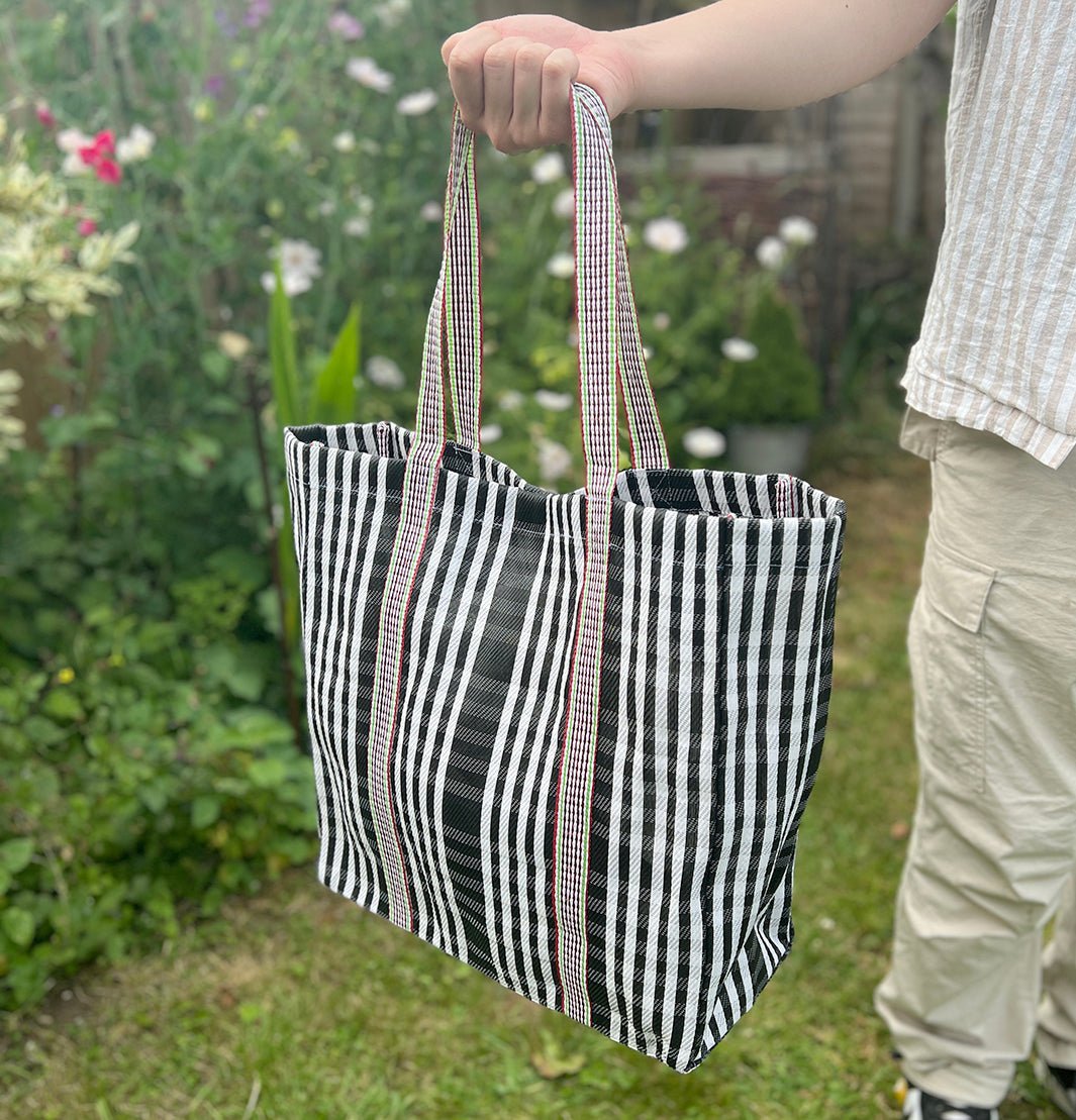 Recycled Woven Tote Bag - Green Tulip