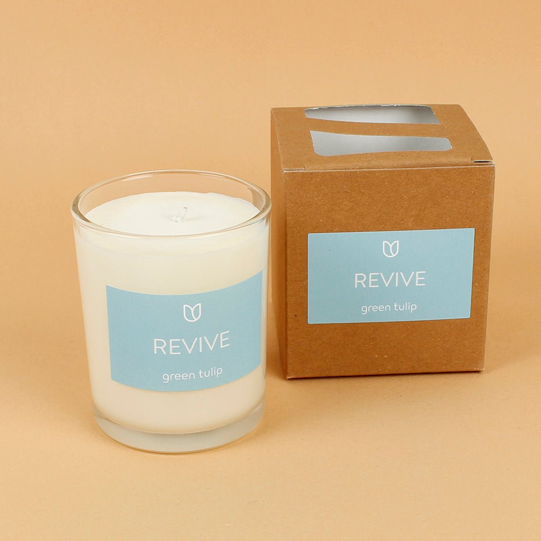 Revive Clear Glass Candle - Boxed - Green Tulip