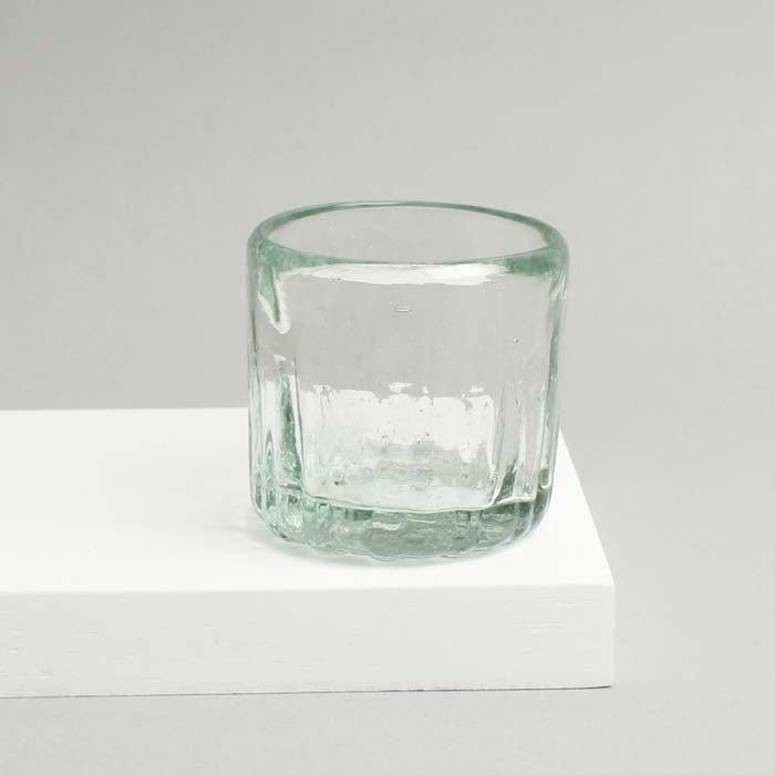 Ribbed Shot Glass - Clear - Green Tulip