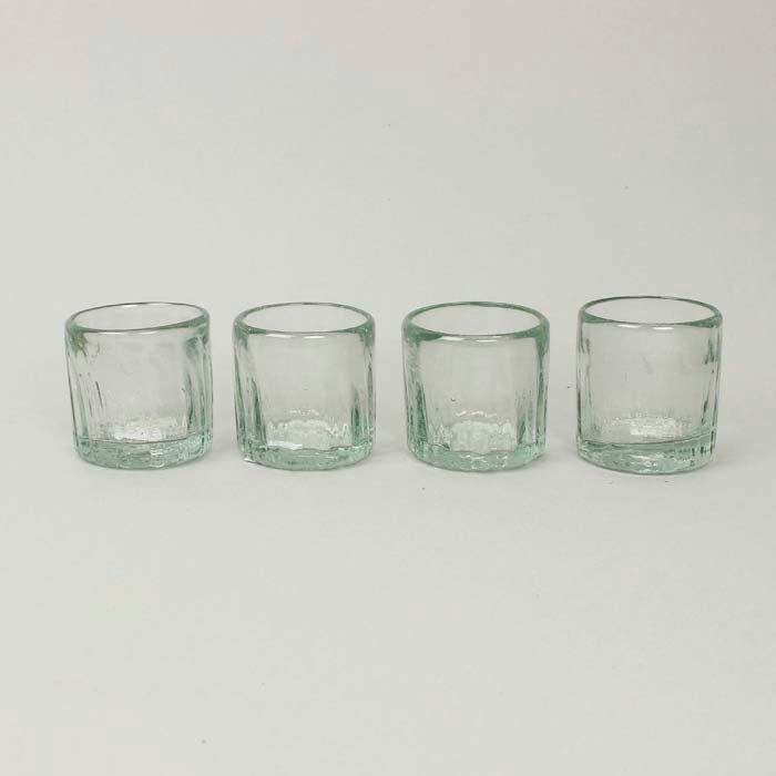 Ribbed Shot Glass - Clear - Green Tulip